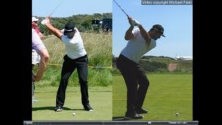 Jon Rahm golf swing  Long Iron faceon amp downtheline July 2017 [upl. by Lewellen812]