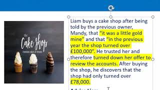 How to apply misrepresentation Liam cupcake scenario [upl. by Agee]