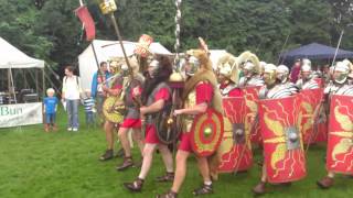 Roman Reenactment at the Amphitheatre in Caerleon Marching In [upl. by Tichonn]