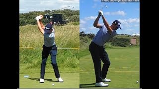 Justin Thomas golf swing  Long Iron faceon amp downtheline July 2017 [upl. by Dikmen412]