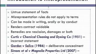 Misrepresentation Lecture 1 of 4 [upl. by Notlew]